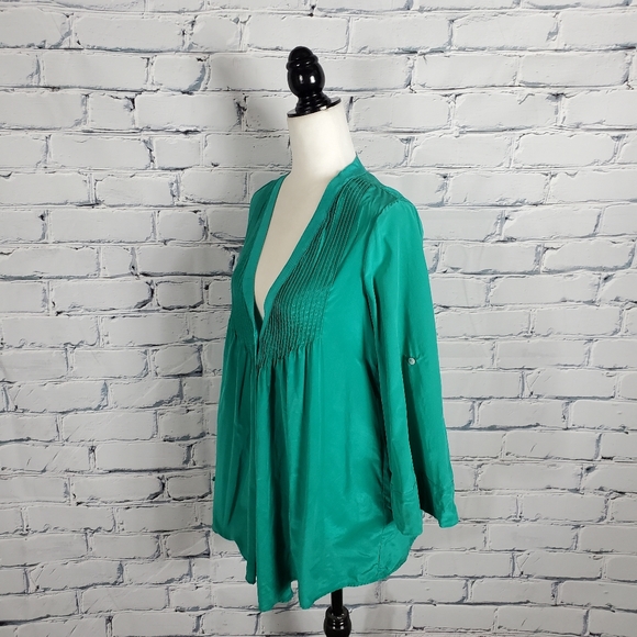 Elizabeth and James Green Silk Blouse - Picture 2 of 7